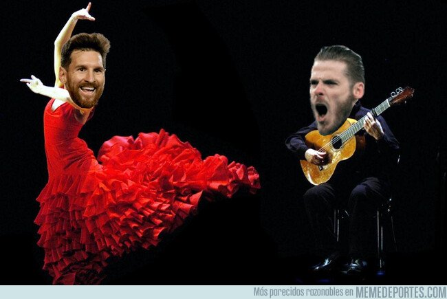 1071937 - De Gea cantó y Messi bailó