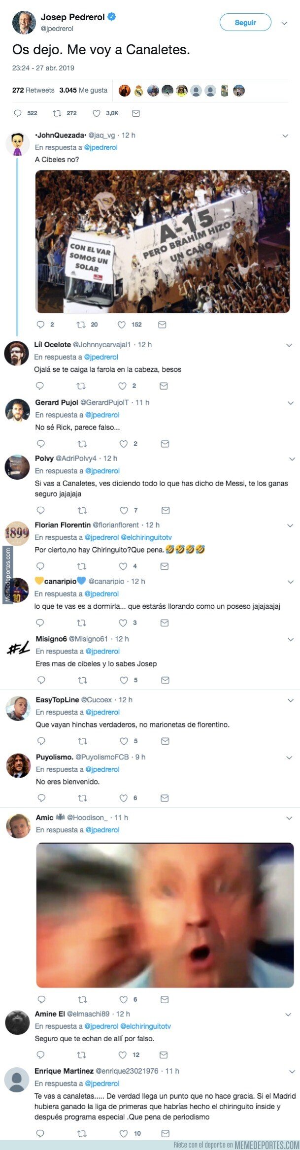 1072816 - Pedrerol dice que se va a Canaletas y todo el mundo se ríe de él