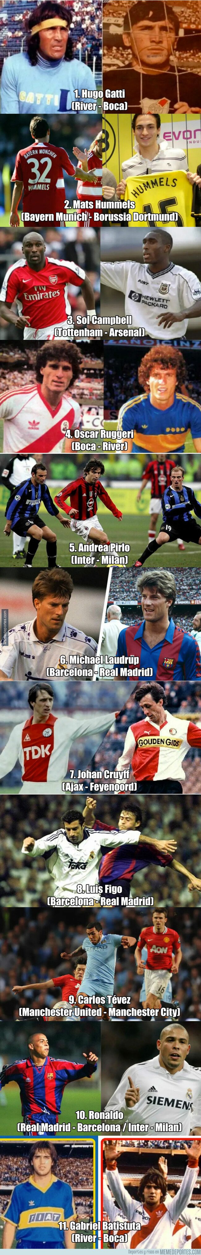 1072942 - El equipo ideal de los futbolistas que jugaron en dos clásicos rivales