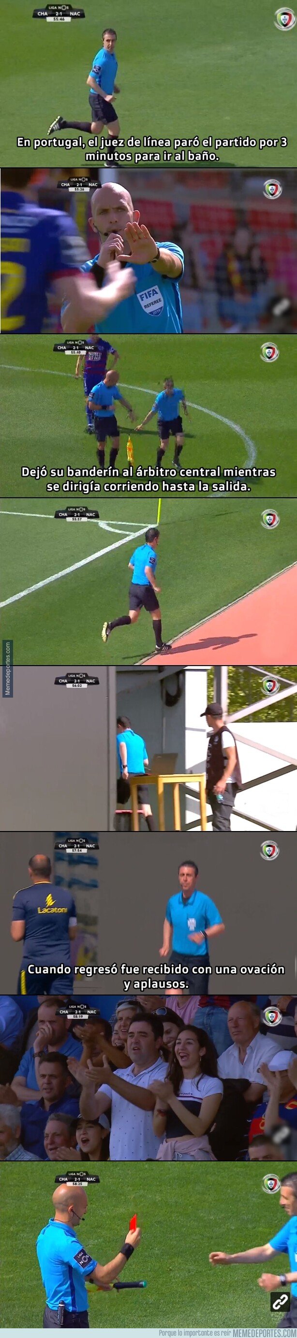 1073077 - En portugal un árbitro le dió un apretón y debió excusarse por 3 minutos