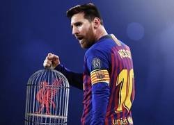 Enlace a Messi enjauló al Liverpool, por @goalglobal