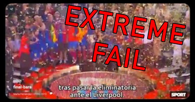 1074142 - El diario SPORT dejó programado un vídeo felicitando al Barça por clasificarse a la final. Se olvidó de borrarlo y se publicó