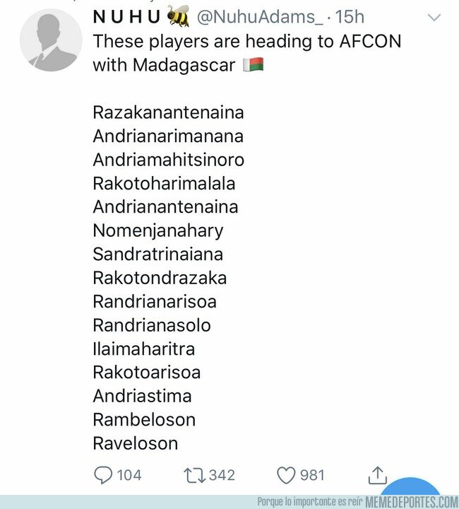 1075265 - Actividad de riesgo este verano: narrar a la selección de Madagascar en la Copa África, por @aitorlagunas