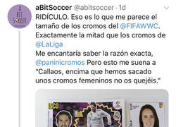 Enlace a Se queja del menosprecio al fútbol femenino en los cromos por este detalle y le destrozan en las respuestas