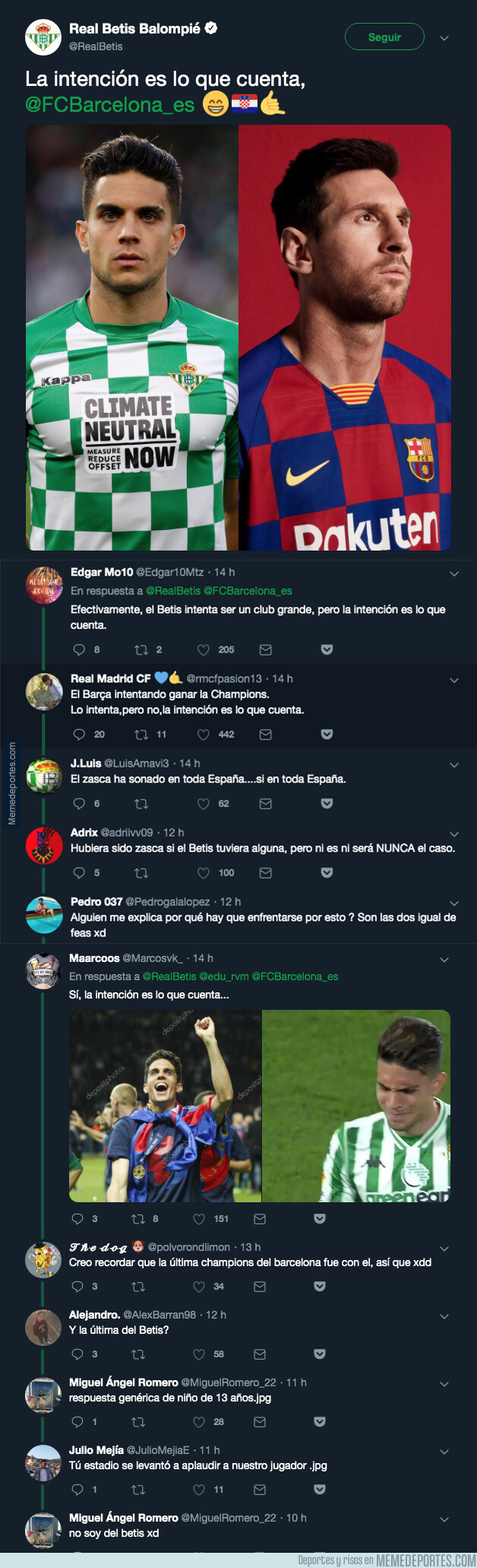 1077091 - El Real Betis trolea al Barça por la equipación de cuadros