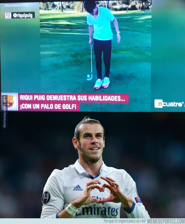 1077643 - La fusión entre golf y fútbol de Riqui Puig es del agrado de Bale