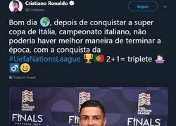 Enlace a No es broma, Cristiano se acaba de inventar un triplete para darse auto-bombo
