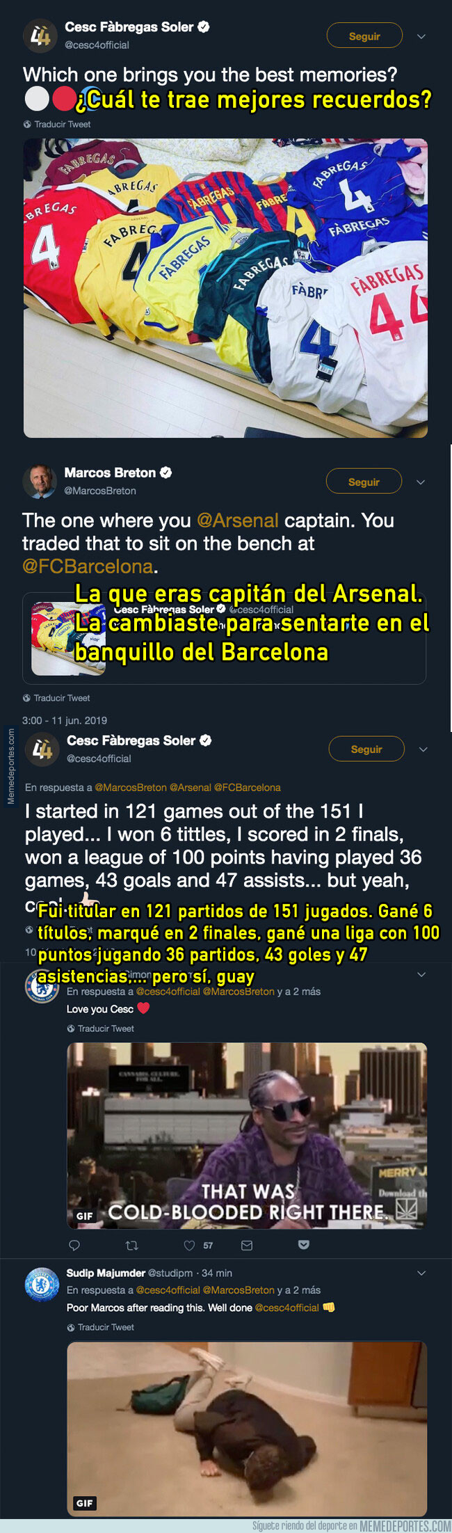 1077786 - Cesc Fábregas destroza a un periodista tras replicarle que cambió el Arsenal para estar en el banquillo del Barça