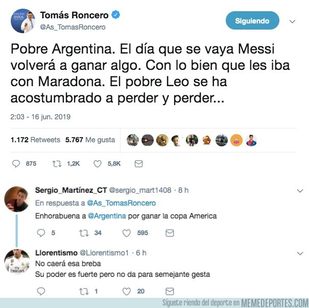 1078305 - Argentina campeona de la Copa América gracias a Roncero