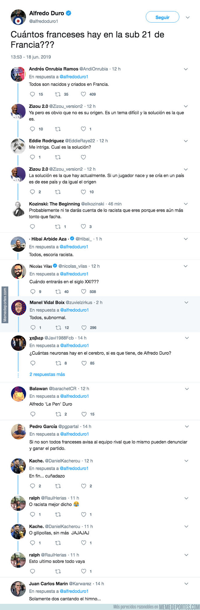 1078640 - Alfredo Duro la lía de forma extrema con este mensaje sobre el origen de los jugadores franceses sub 21