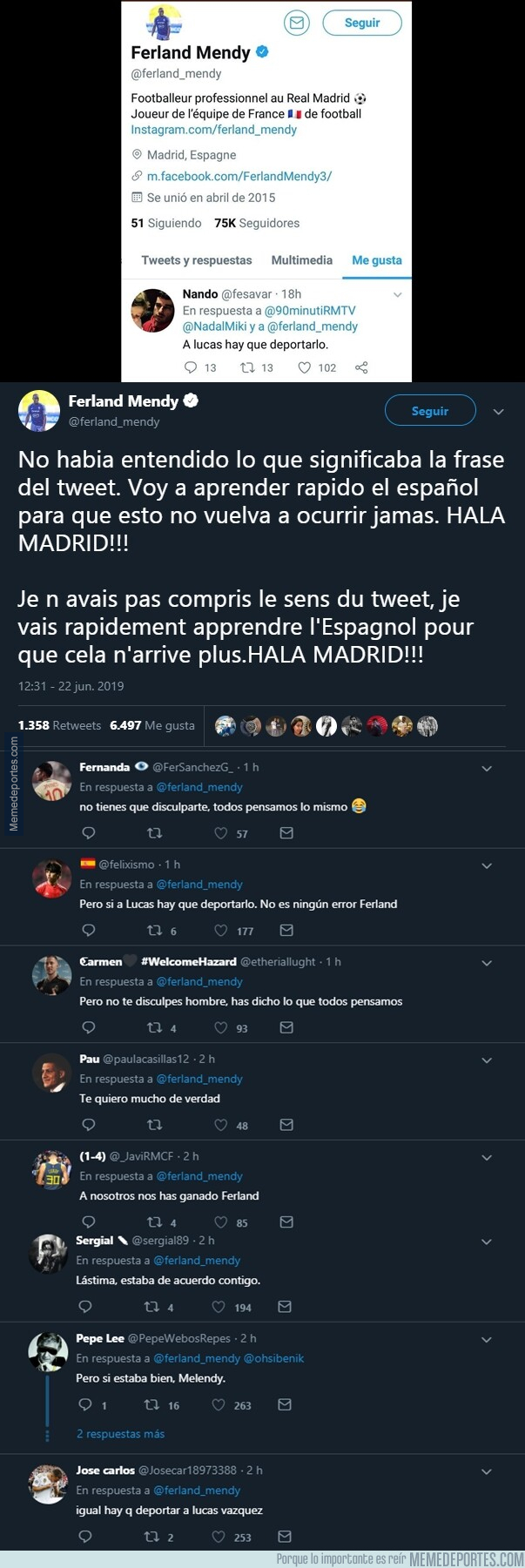 1078991 - La pequeña anécdota twittera que le pasó a Mendy por no saber español