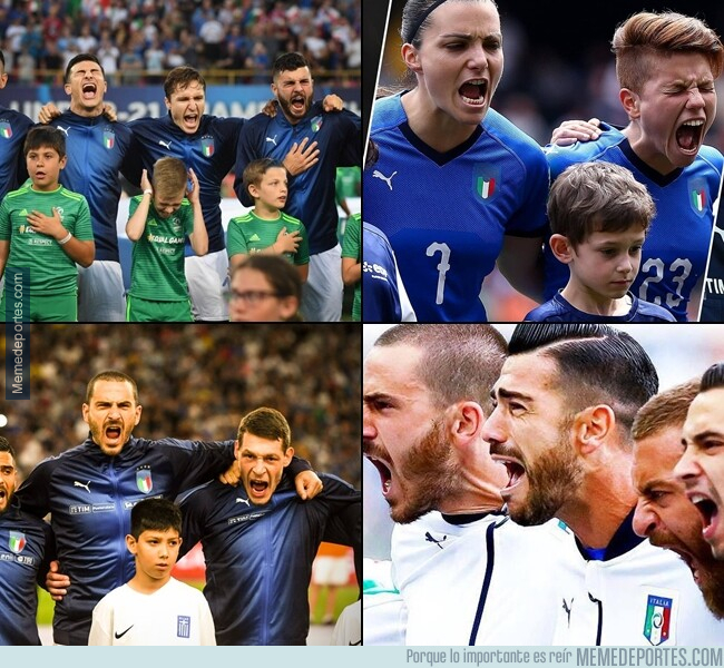 1079344 - A los italianos se les va un poco la olla cantando el himno