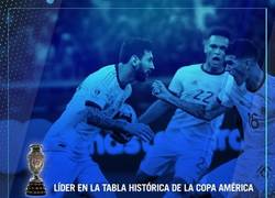 Enlace a Argentina liderando la tabla histórica de la Copa América