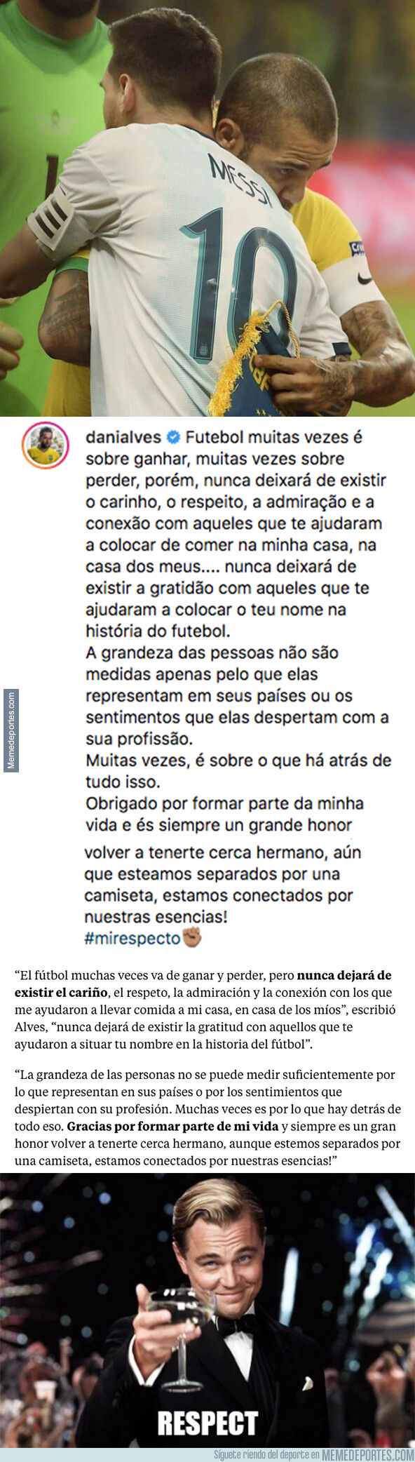 1080229 - Las bonitas palabras de Dani Alves hacia Messi tras ganarle en la Copa América con ls que se ha ganado el respeto de todo el Mundo