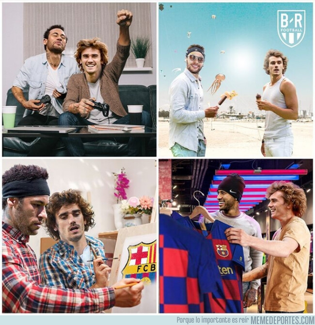 1080691 - Lo que podrían estar haciendo Neymar y Griezmann mientras sus compañeros entrenaban, por @brfootball