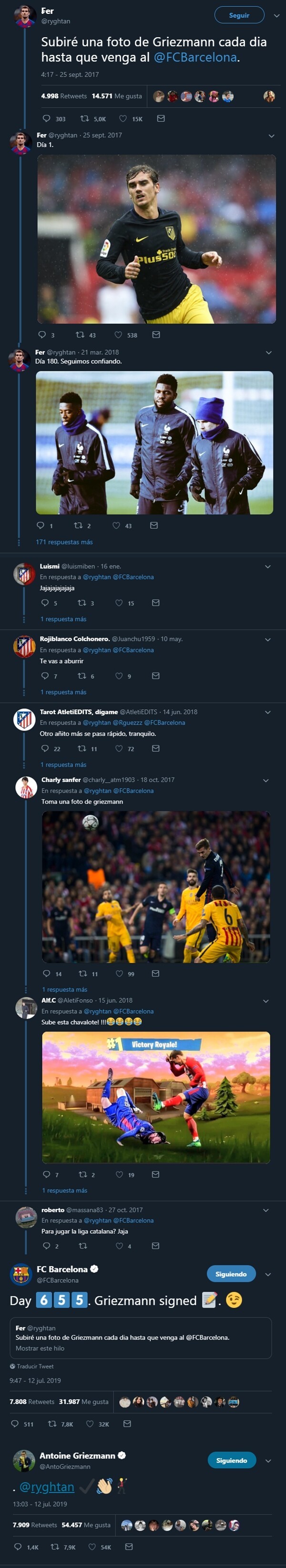 1080980 - El tuitero que predijo el fichaje de Griezmann desde 2017 subiendo una foto suya cada día hasta que lo fichasen