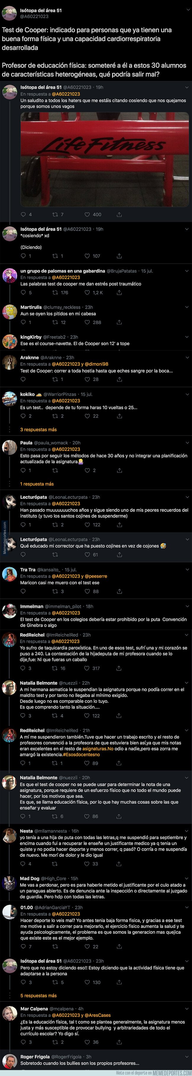 1081209 - Un usuario de Twitter recuerda el famoso Test de Cooper y las respuestas de aquella prueba son para mearte de la risa