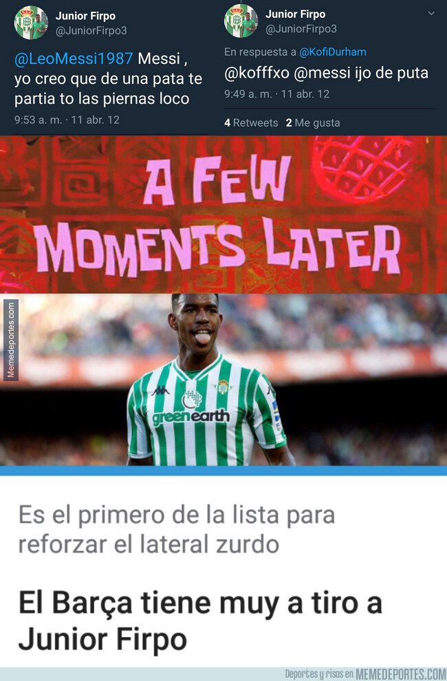 1081274 - ¿Qué pasará con los tweets de Junior Firpo si finalmente ficha por el Barça?
