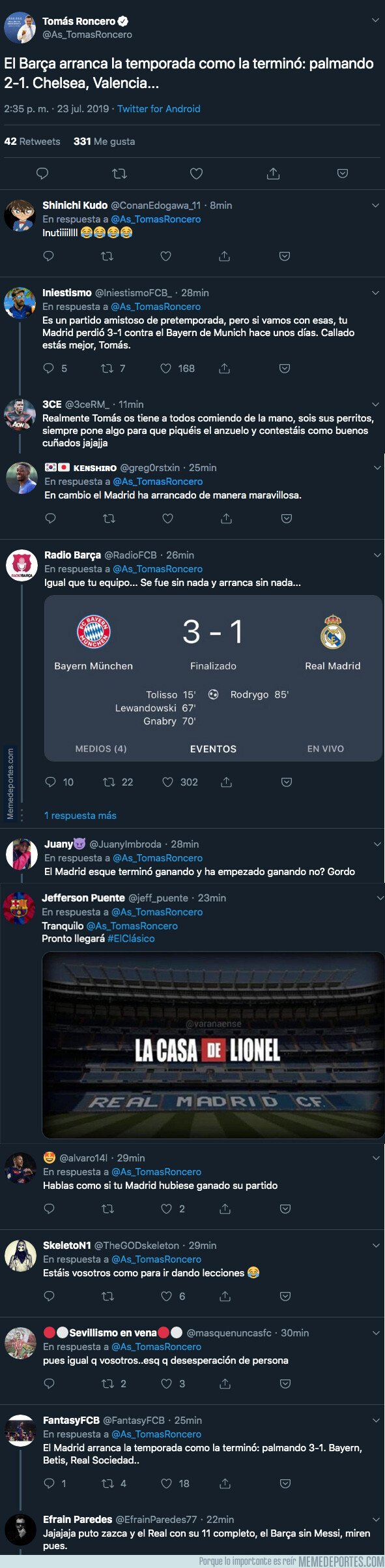 1081794 - Tomás Roncero se ríe del Barça por perder contra el Chelsea en pretemporada y sale escaldado en las respuestas