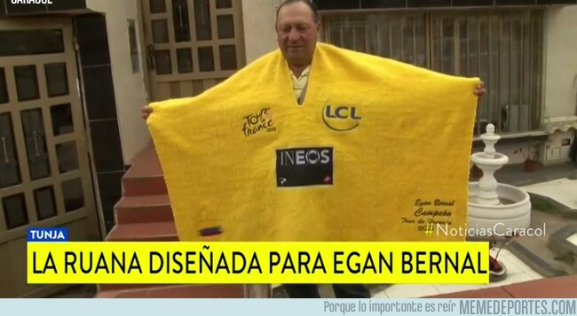 1082365 - Randomdeportes presenta... Una ruana como el maillot amarillo del Tour para Egan Bernal