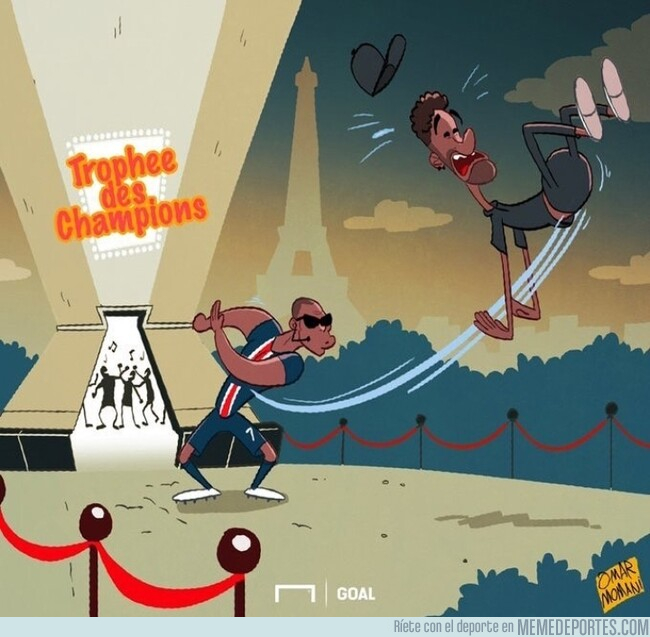 1082744 - Mbappé empujó a Neymar de la celebración del PSG, por @goalglobal