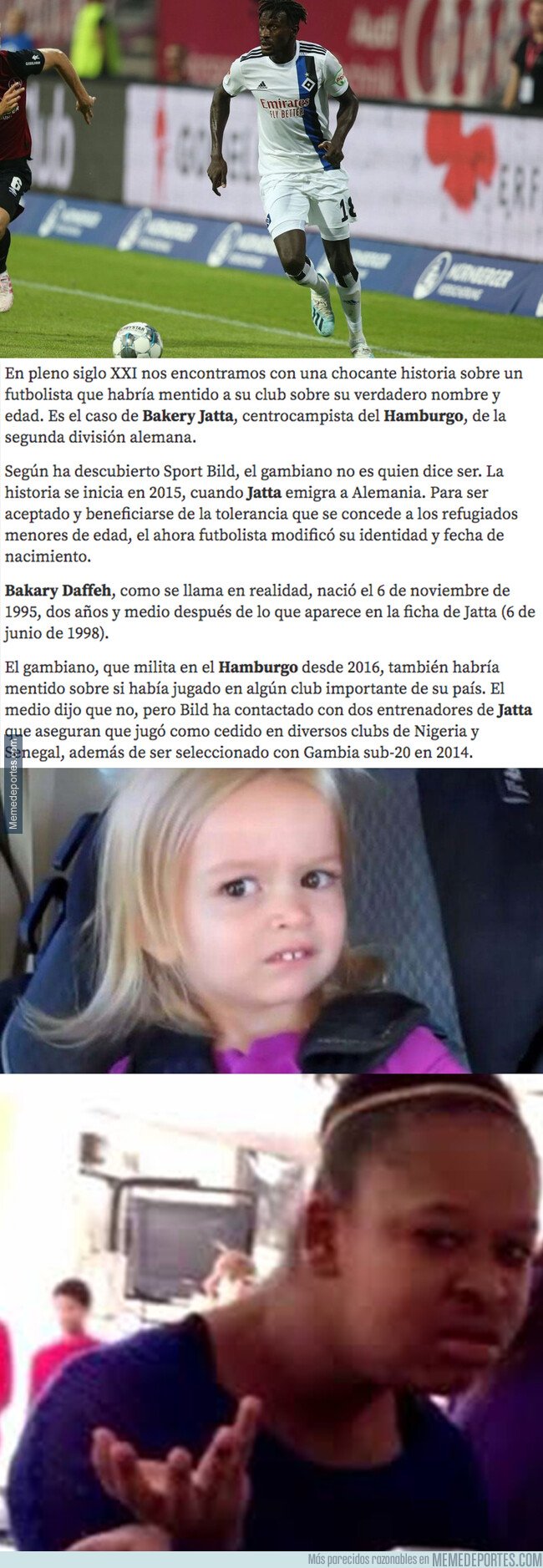1082942 - La alucinante historia de Bakery Jatta, jugador del Hamburgo, que habría mentido en todos estos datos personales