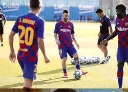 Enlace a Culés cuando ven que Messi vuelve a entrenar con sus compañeros