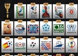 Enlace a Qatar 2022 ya tiene logo. Estos son los logos de los anteriores mundiales, por @goalglobal