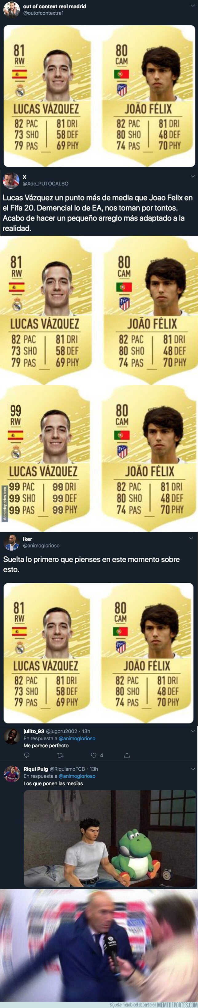 1085358 - Cachondeo absoluto en internet con las medias que tienen Lucas Vázquez y Joao Felix en el FIFA 20