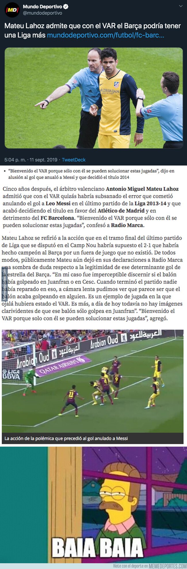 1085577 - Escándalo: Esto explica Mateu Lahoz sobre el título de Liga que ganó el Atlético de Madrid frente al Barça en la última jornada