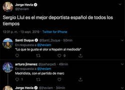 Enlace a Jorge Hevia (COPE) dice que Llull es el mejor deportista de todos los tiempos y todo el mundo le está poniendo fino en las respuestas