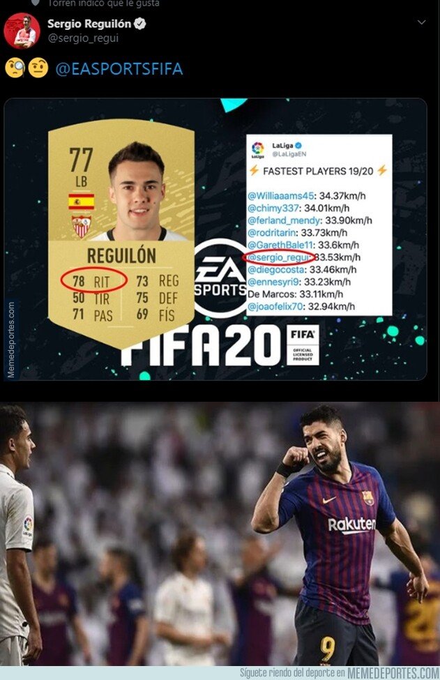 1086018 - Reguilón se queja ante EA Sports por ponerle 78 de ritmo