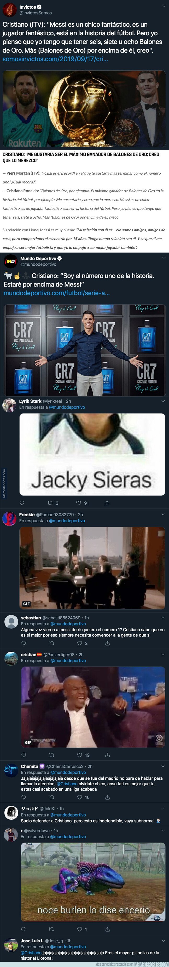 1086098 - Lío máximo por las últimas declaraciones que ha hecho Cristiano Ronaldo sobre Messi que no están gustando nada