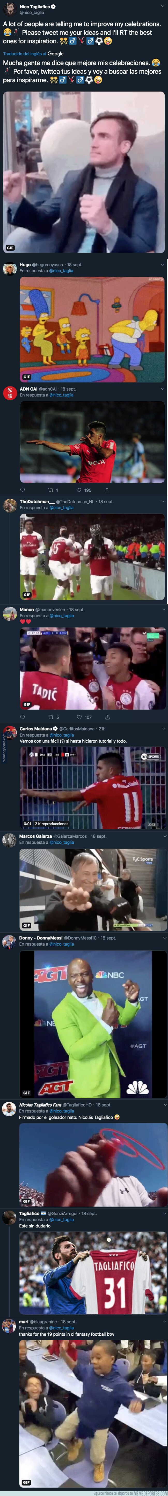1086278 - Nicolás Tagliafico pide nuevas ideas para celebrar sus goles y le están llegando respuestas totalmente épicas
