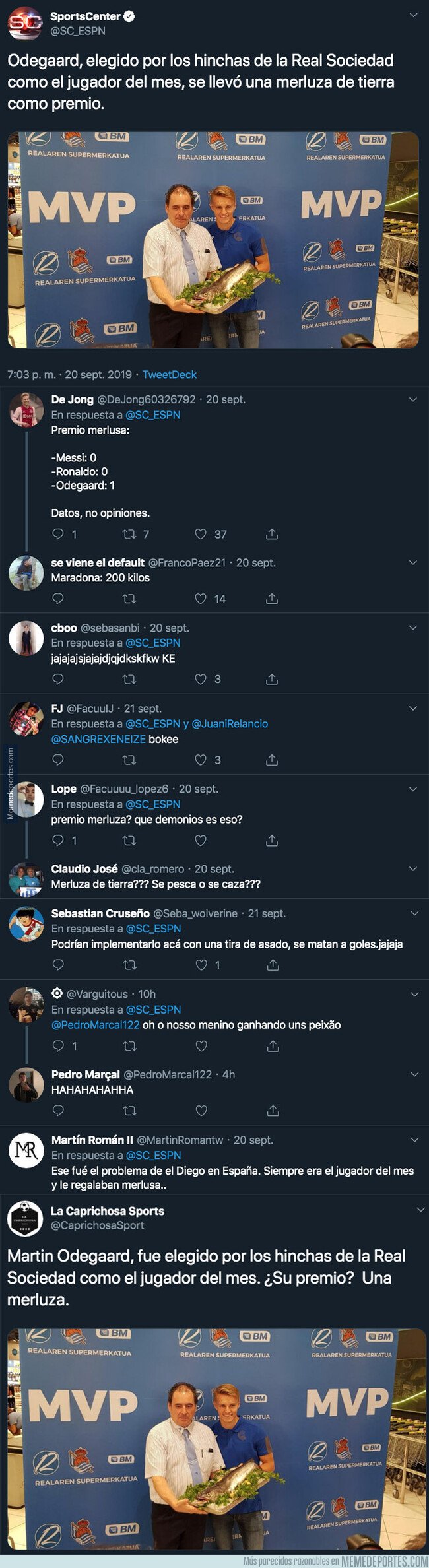 1086565 - Cachondeo absoluto por el premio que se llevó Odegaard al lograr el premio MVP con la Real Sociedad