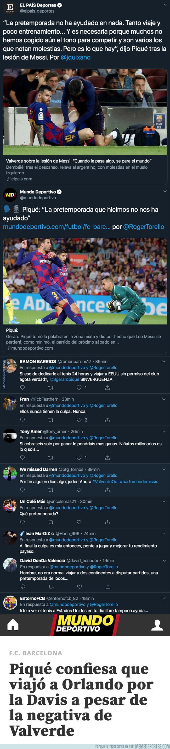 1086739 - El doble rasero increíble que practica Gerard Piqué mientras critica la mala pretemporada del Barça que le deja en evidencia