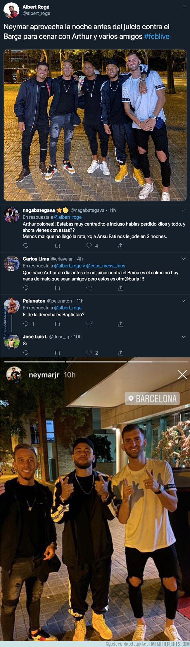 1086922 - Lío monumental por la fiesta que se pegó Arthur junto a Neymar el día antes del juicio contra el Barça de los Neymar