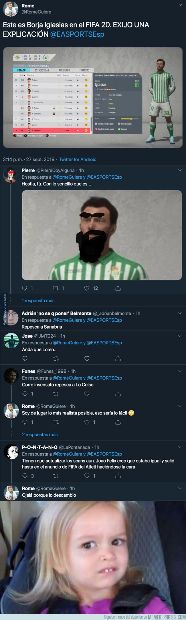 1086958 - Nadie entiende nada: Así es la cara de Borja Iglesias en el nuevo FIFA 20