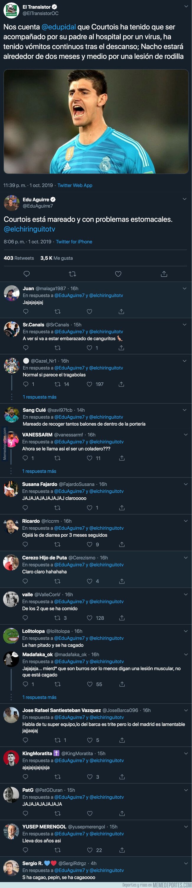 1087399 - Desvelan el motivo real por el que Courtois fue sustituido en el minuto 45 contra el Brujas y todo el mundo se está riendo