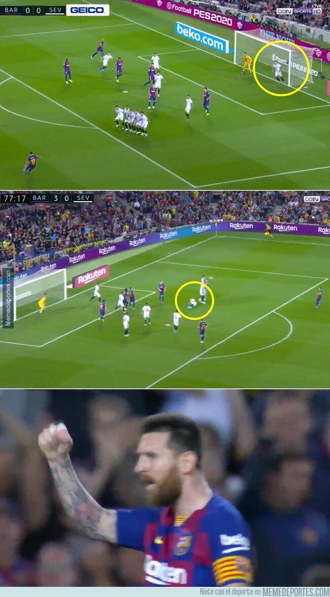 1087888 - Los Sevillanos practicaron todas las tácticas en los tiros libres de Messi. Aun así, no funcionó.