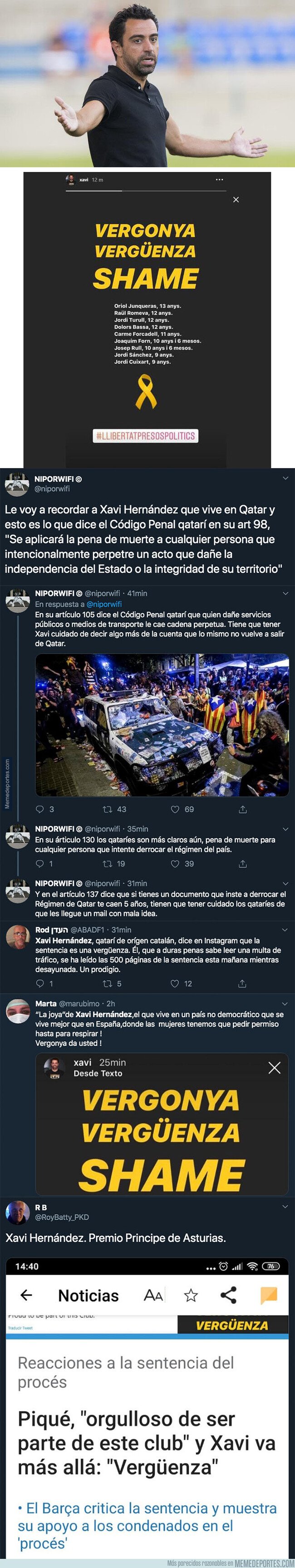 1088439 - Xavi Hernández incendia por completo internet tras mostrar su rechazo a la sentencia del Procés con este mensaje