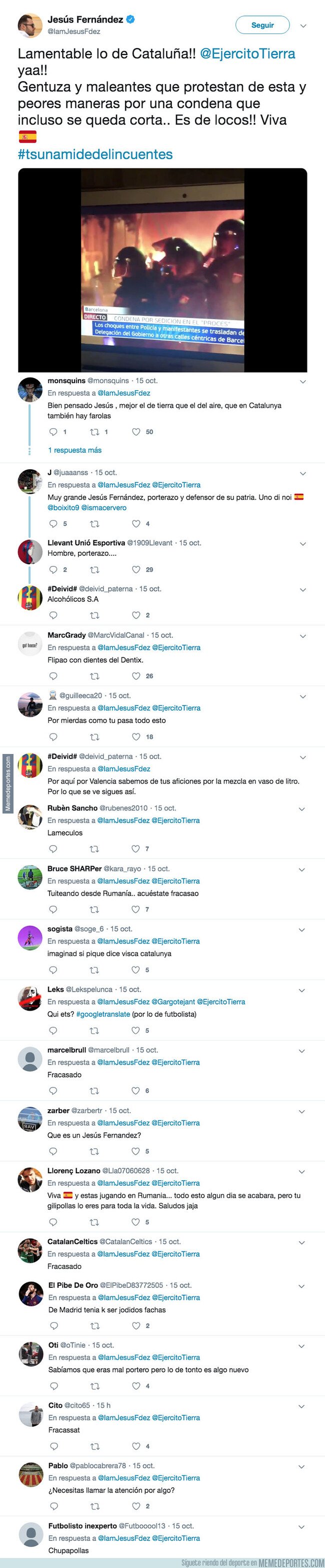 1088637 - El ex tercer portero del Real Madrid, Jesús Fernández, la lía pardísima con este mensaje incendiario contra Catalunya
