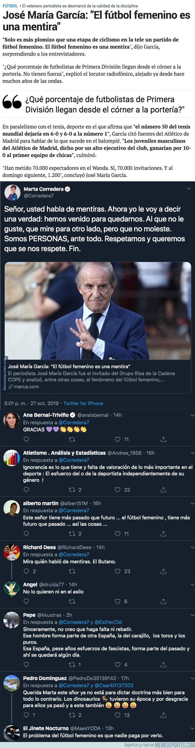 1089470 - La futbolista Marta Corredera le calla la boca a José María García tras decir todas estas burradas sobre el fútbol femenino