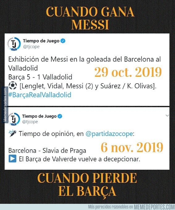 1090220 - Los titulares cuando gana Messi, cuando pierde el Barça en la COPE