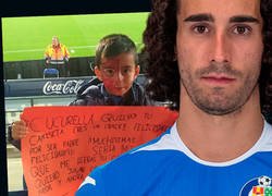 Enlace a El enorme gesto de Marc Cucurella con un joven aficionado del Getafe que le pidió su camiseta en una pancarta