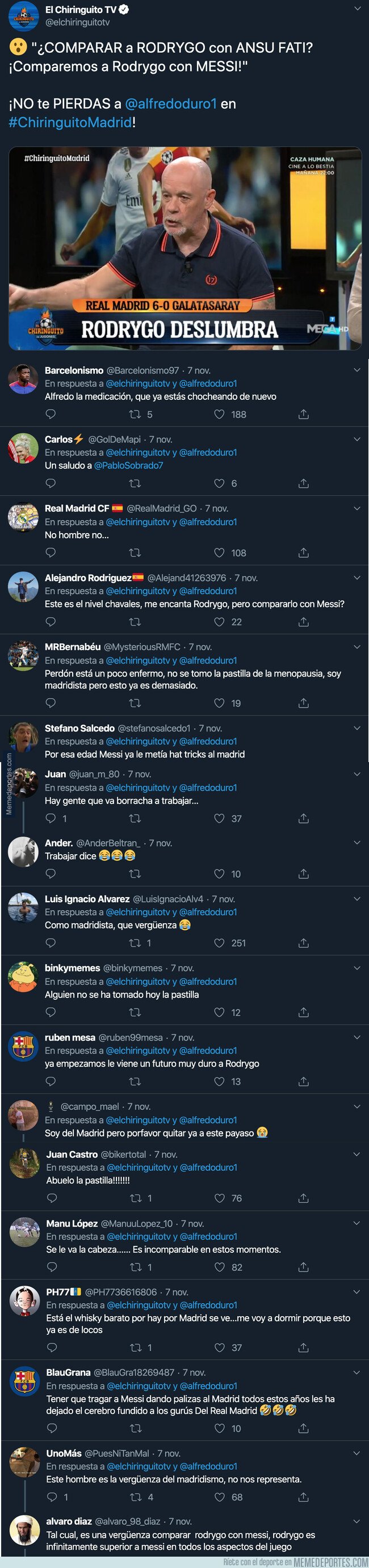 1090488 - Alfredo Duro ha comprado a Rodrygo con este jugador del Barça y hasta los madridistas se están riendo de él con estas respuestas