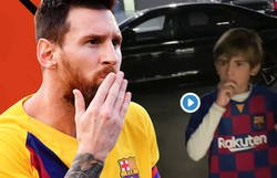 Enlace a La naturalidad de Messi para hablar con unos fanáticos en la salida del parking tras un entrenamiento