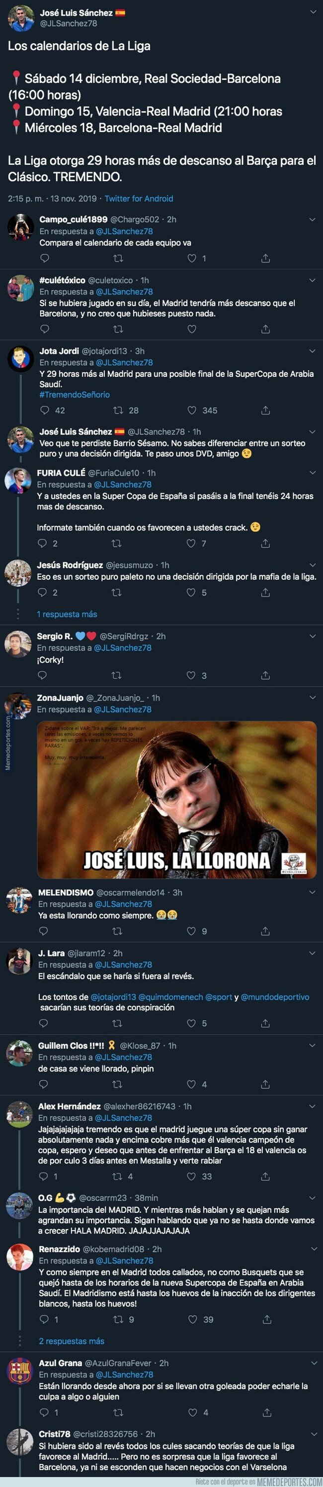 1091025 - José Luis Sánchez está literalmente llorando con este mensaje en Twitter y todo el mundo le responde con dureza