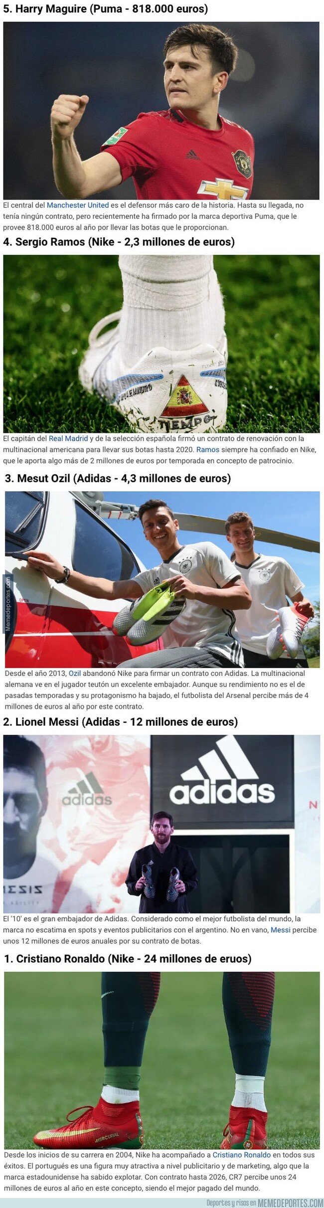 1091072 - Los futbolistas que más dinero ganan por el patrocinio de sus botas