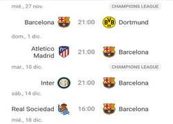Enlace a Al Barça le espera un calendario complicado en el próximo mes